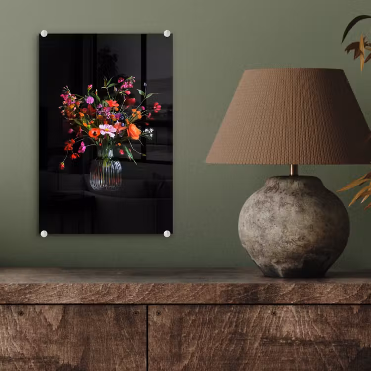 Glas schilderij - Boeket - Veldbloemen - Vaas — 4