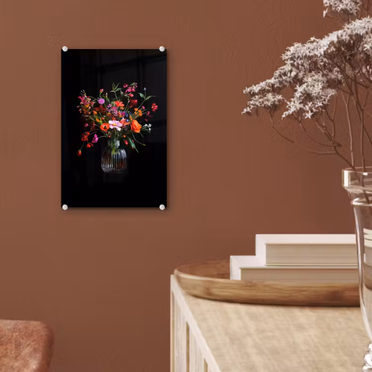 Glas schilderij - Boeket - Veldbloemen - Vaas — 6