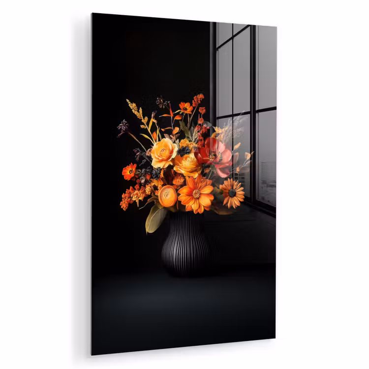 Glas schilderij - Herfst - Boeket - Oranje — 1