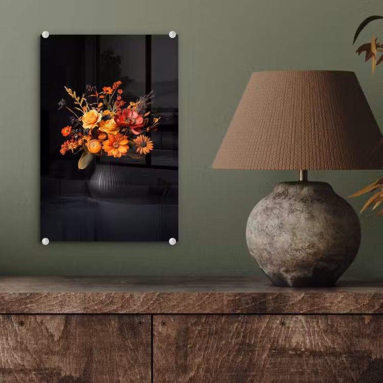 Glas schilderij - Herfst - Boeket - Oranje — 4