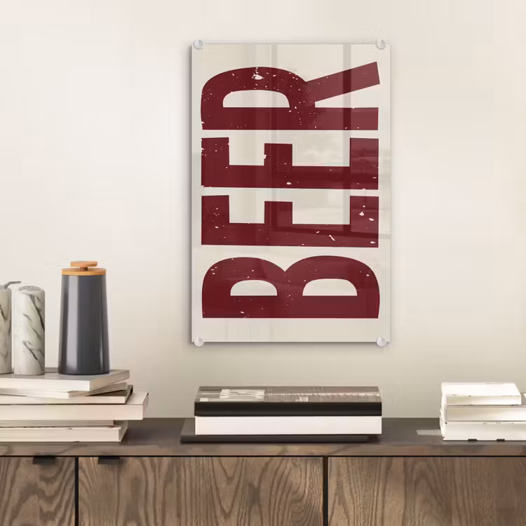 Glas schilderij - Japandi - Beer - Red - Retro — 2