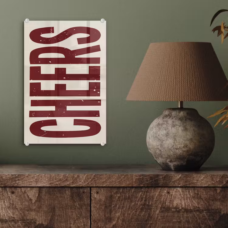 Glas schilderij - Red - Cheers - Decoratie - Beige — 4