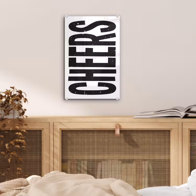 Glas schilderij - Retro - Cheers - Zwart - Decoratie — 5