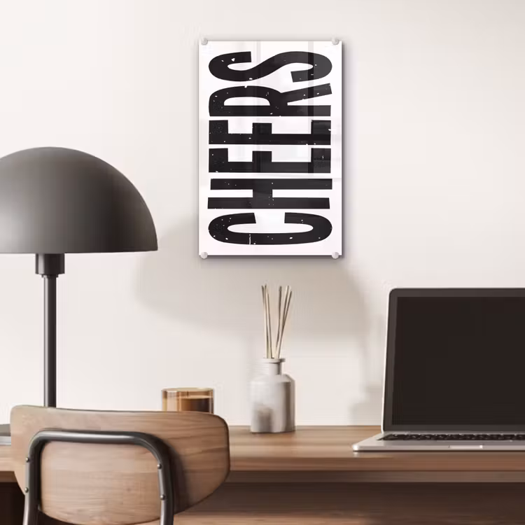 Glas schilderij - Retro - Cheers - Zwart - Decoratie — 7