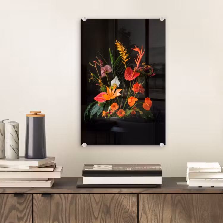 Glas schilderij - Schaal - Boeket - Bloemen — 2