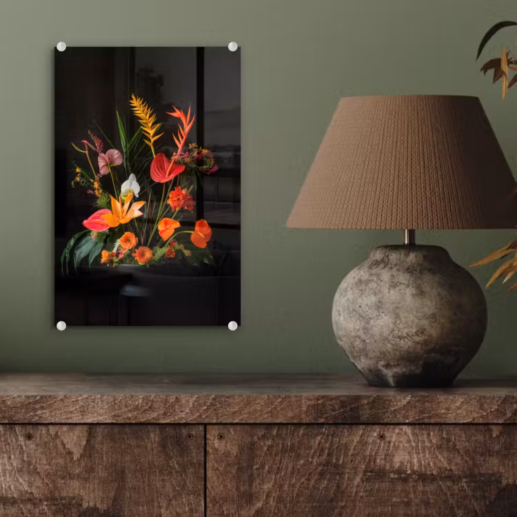 Glas schilderij - Schaal - Boeket - Bloemen — 4