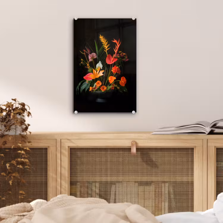 Glas schilderij - Schaal - Boeket - Bloemen — 5