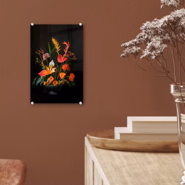 Glas schilderij - Schaal - Boeket - Bloemen — 6