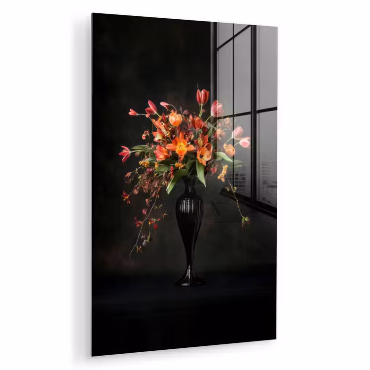 Glas schilderij - Sierlijk - Boeket - Vaas — 1