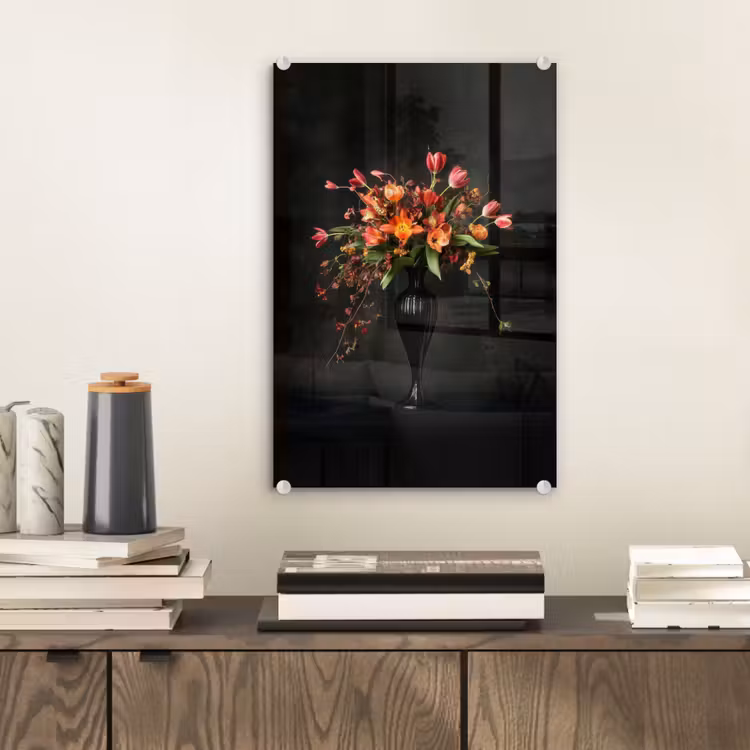 Glas schilderij - Sierlijk - Boeket - Vaas — 2