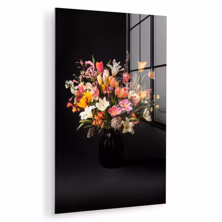 Glas schilderij - Vaas - Bloemen - Tulpen — 1