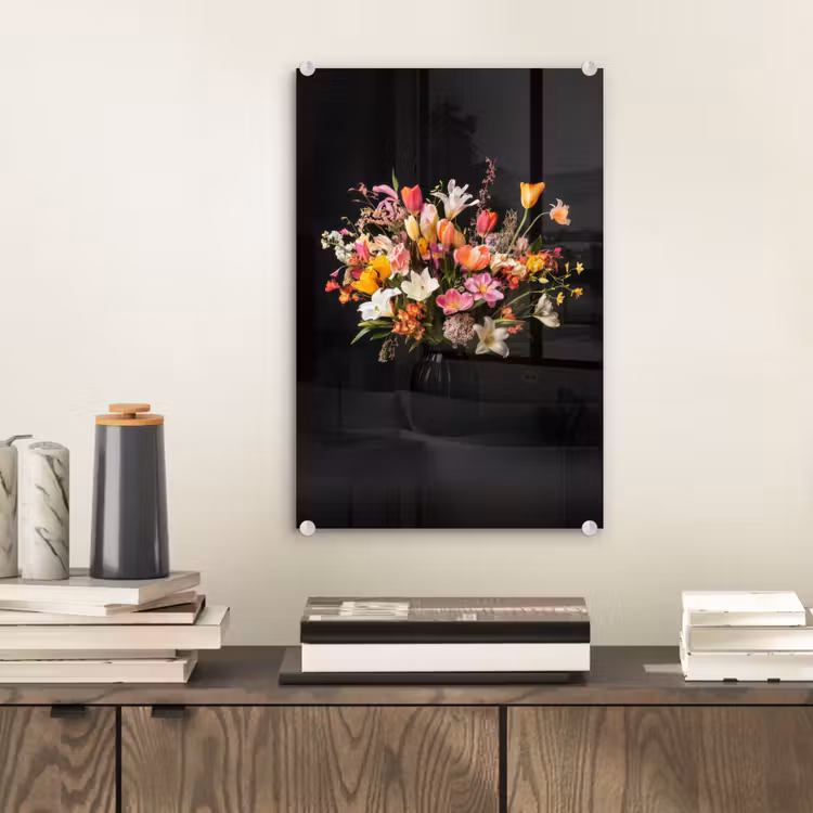 Glas schilderij - Vaas - Bloemen - Tulpen — 2