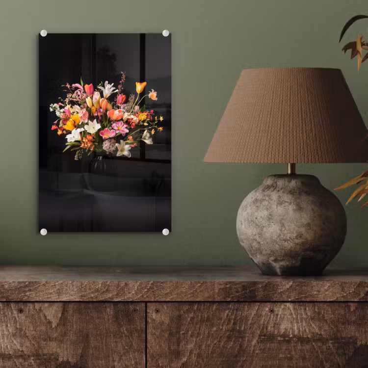 Glas schilderij - Vaas - Bloemen - Tulpen — 4
