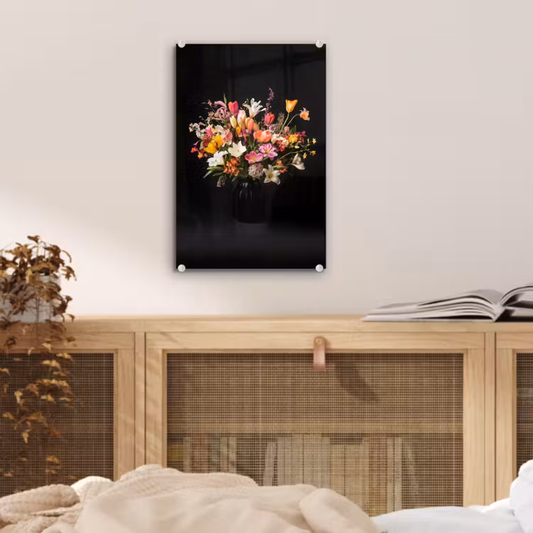 Glas schilderij - Vaas - Bloemen - Tulpen — 5