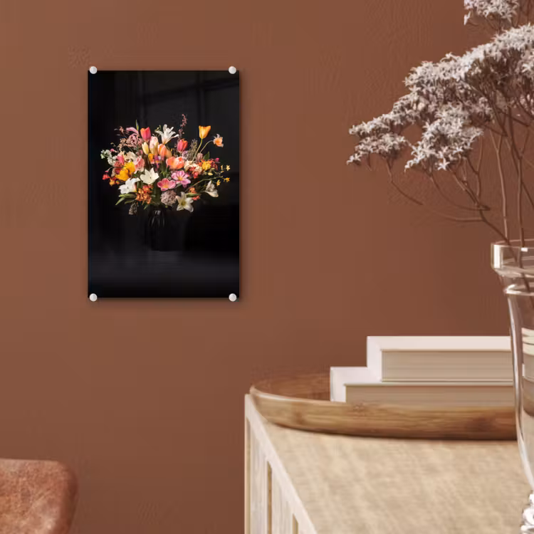 Glas schilderij - Vaas - Bloemen - Tulpen — 6
