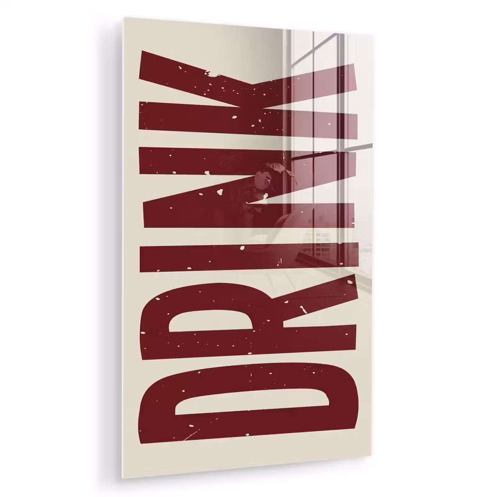 Glas schilderij - Rood - Vintage - Decoratie - Japandi — 1