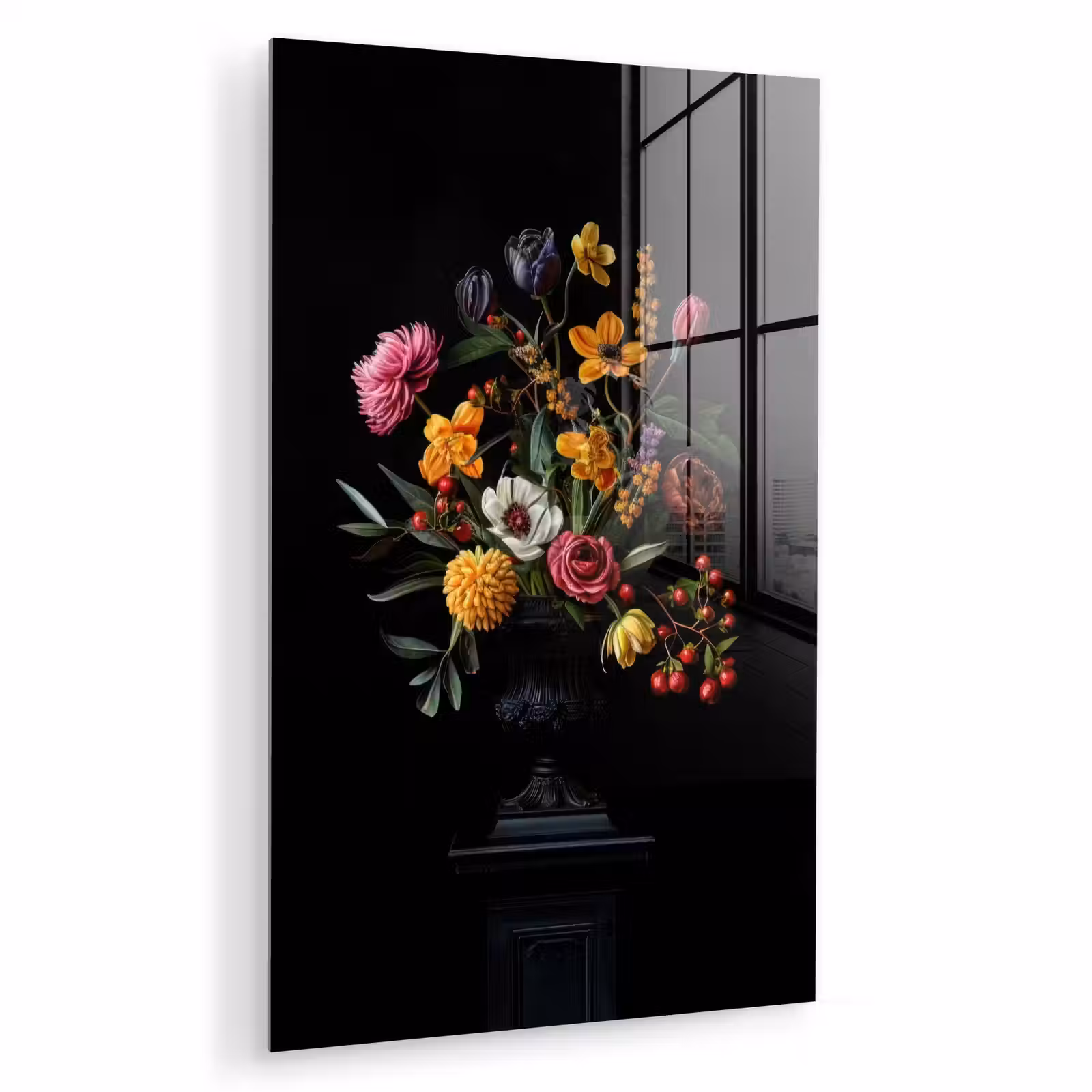 Glas schilderij - Sierlijk - Boeket - Bladeren — 1