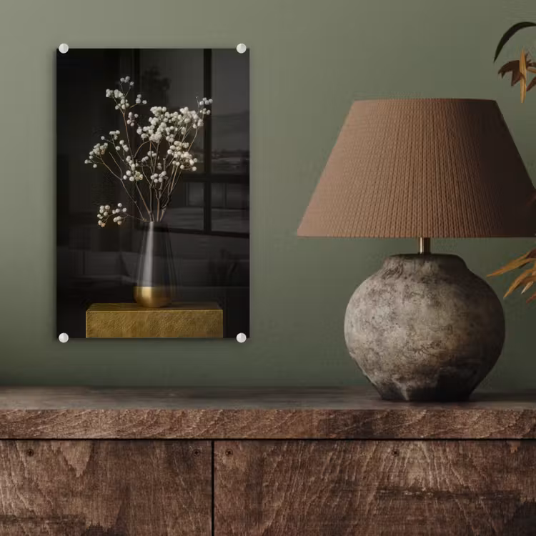 Glas schilderij - Bloembollen - Wit - Vaas - Minimalistisch — 4