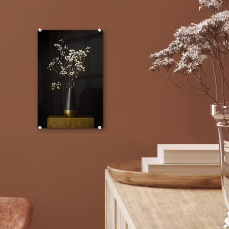 Glas schilderij - Bloembollen - Wit - Vaas - Minimalistisch — 6