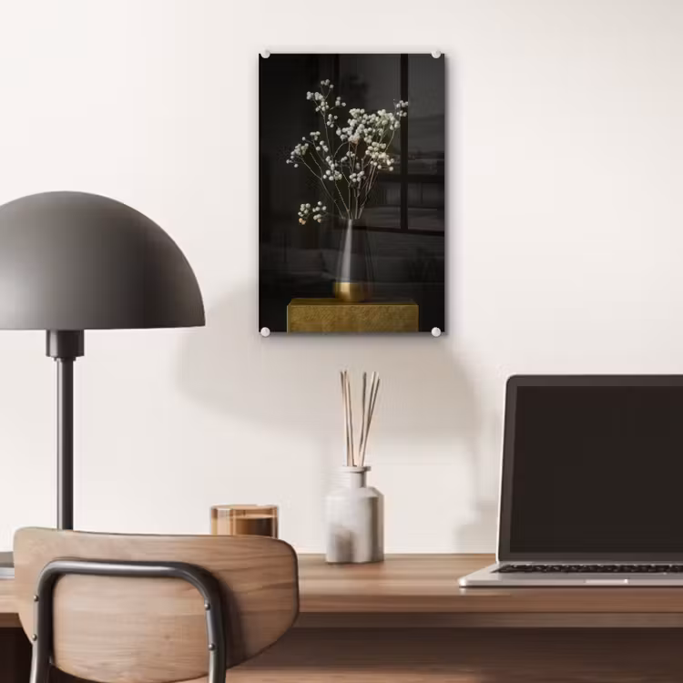 Glas schilderij - Bloembollen - Wit - Vaas - Minimalistisch — 7