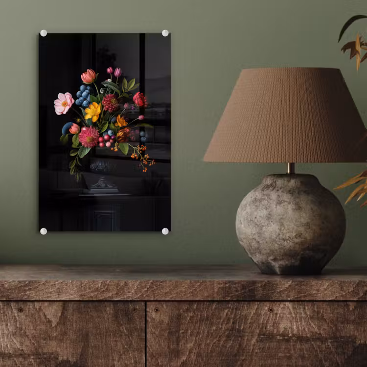 Glas schilderij - Bloemen - Vrolijk - Vaas — 4