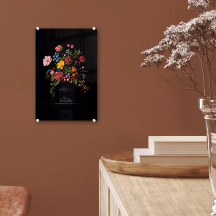 Glas schilderij - Bloemen - Vrolijk - Vaas — 6