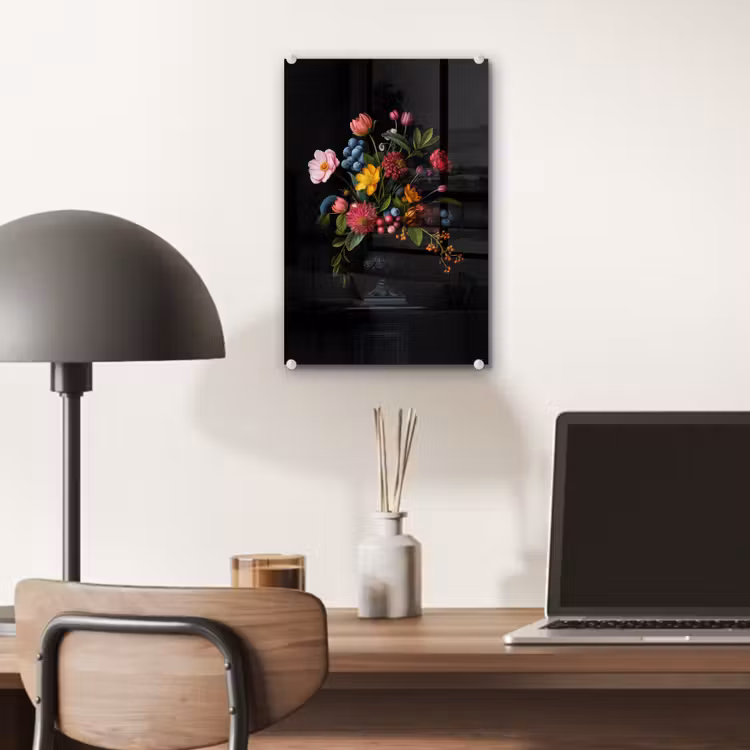Glas schilderij - Bloemen - Vrolijk - Vaas — 7