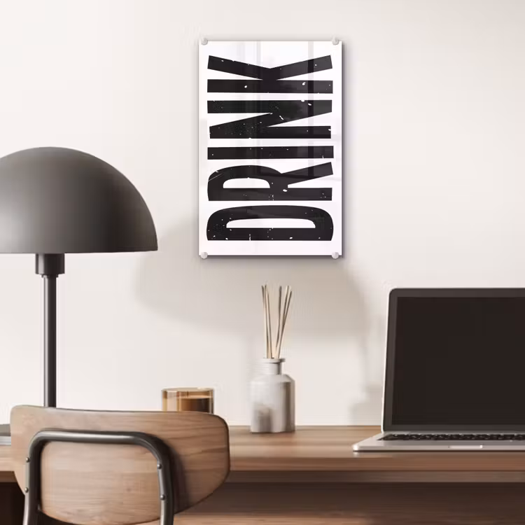 Glas schilderij - Drink - Zwart - Wit - Decoratie — 7