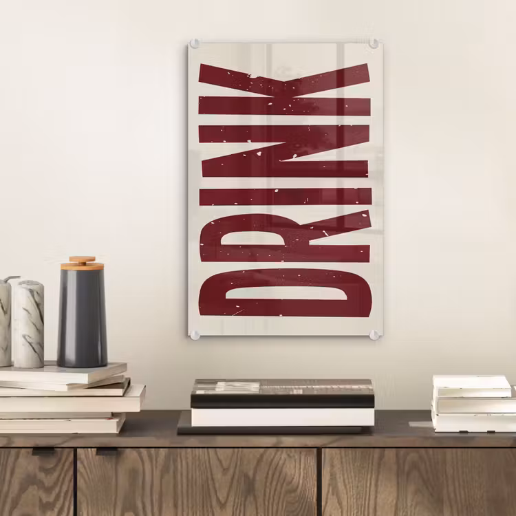 Glas schilderij - Rood - Vintage - Decoratie - Japandi — 2