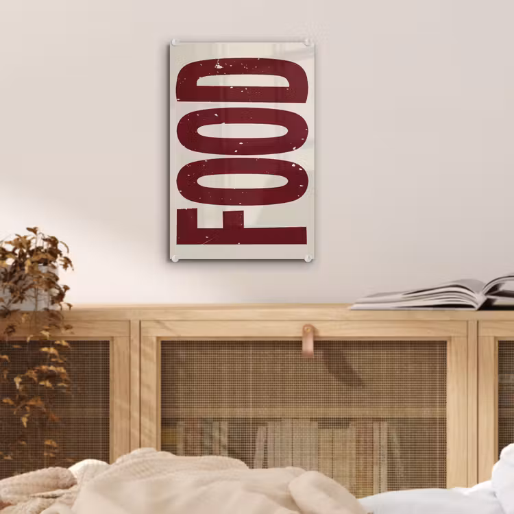 Glas schilderij - Eten - Japandi - Rood - Decoratie — 5
