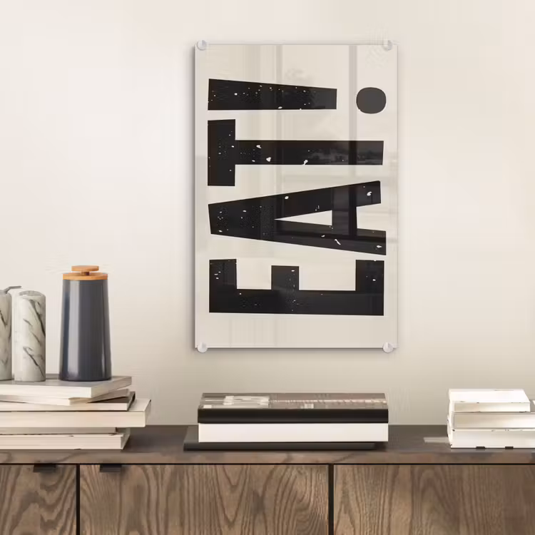 Glas schilderij - Eten - zwart - Japandi - Wit — 2