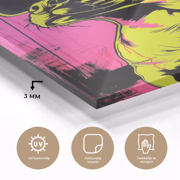 Glas schilderij - Hond - Zonnebril - Roze - Art — 3