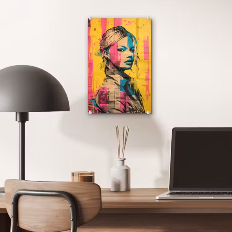 Glas schilderij - Vrouw - Verfstrepen - Gekleurd — 7