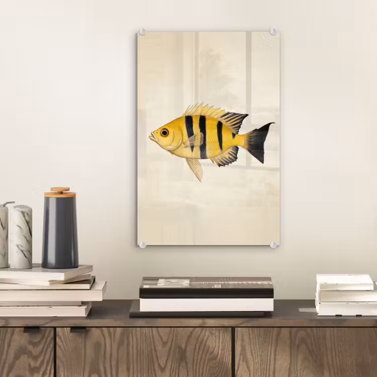 Glas schilderij - Geel - Vis - Strepen - Tropisch — 2