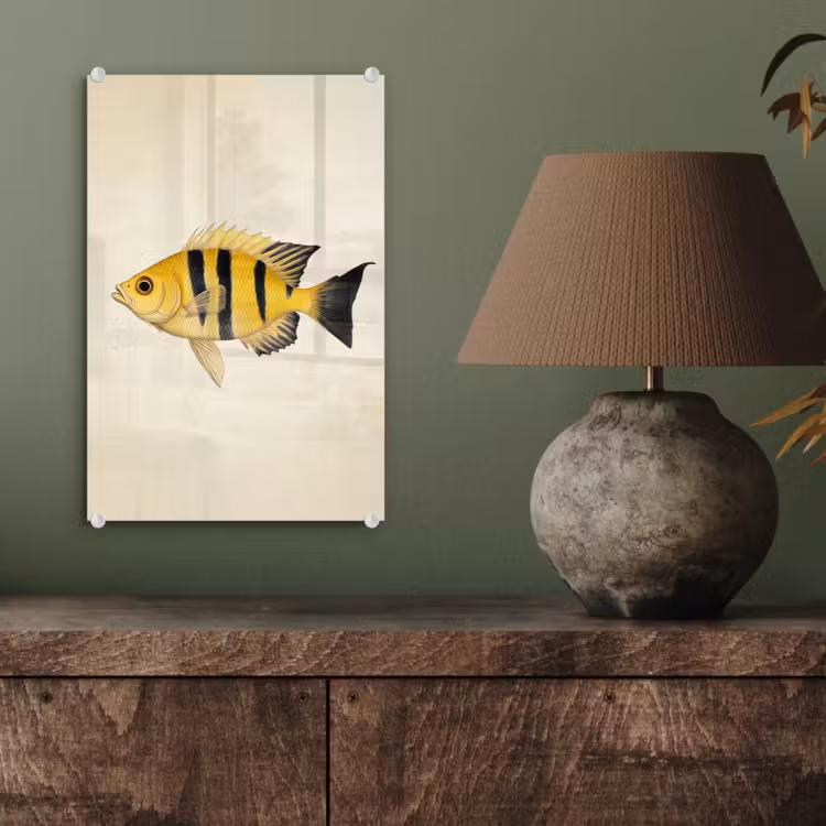 Glas schilderij - Geel - Vis - Strepen - Tropisch — 4