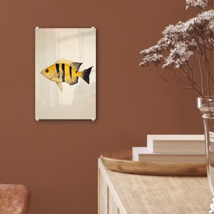 Glas schilderij - Geel - Vis - Strepen - Tropisch — 6