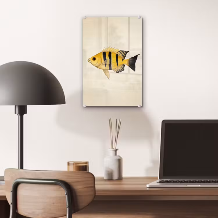 Glas schilderij - Geel - Vis - Strepen - Tropisch — 7