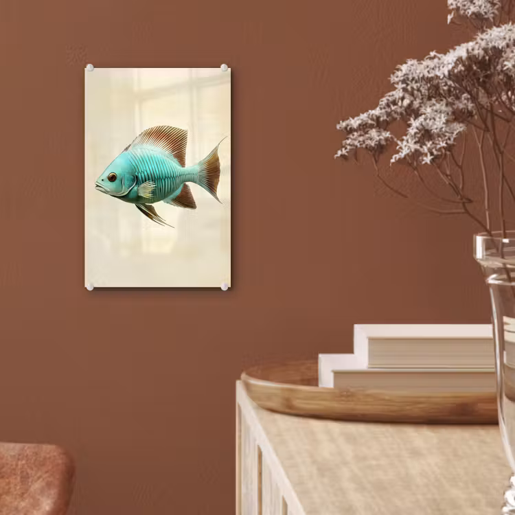 Glas schilderij - Schubben - Vis - Mint - Minimalistisch — 6