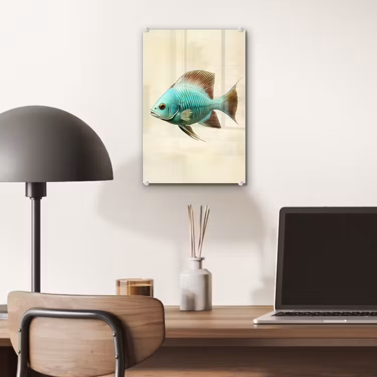 Glas schilderij - Schubben - Vis - Mint - Minimalistisch — 7
