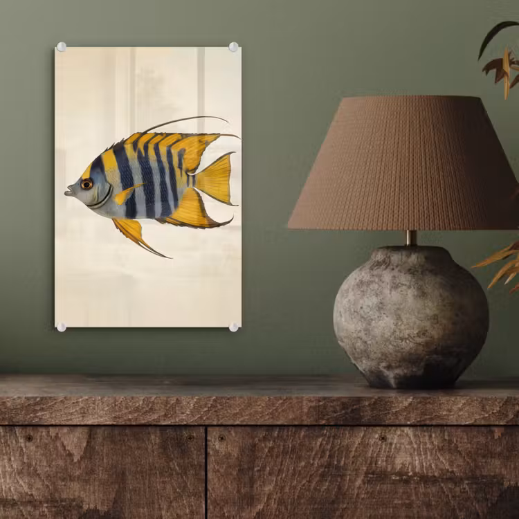 Glas schilderij - Vis - Sierlijk - Vinnen - Illustratie — 4