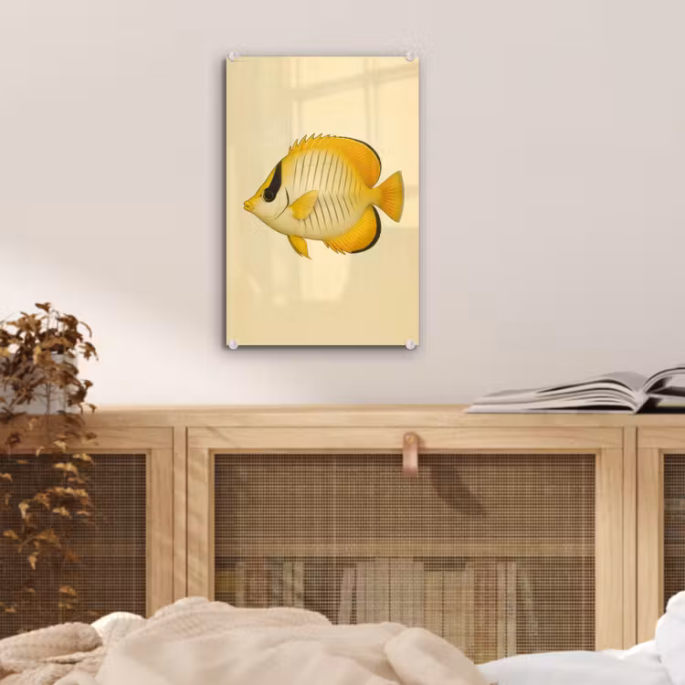 Glas schilderij - Ovaal - Vis - Geel - Schubben — 5