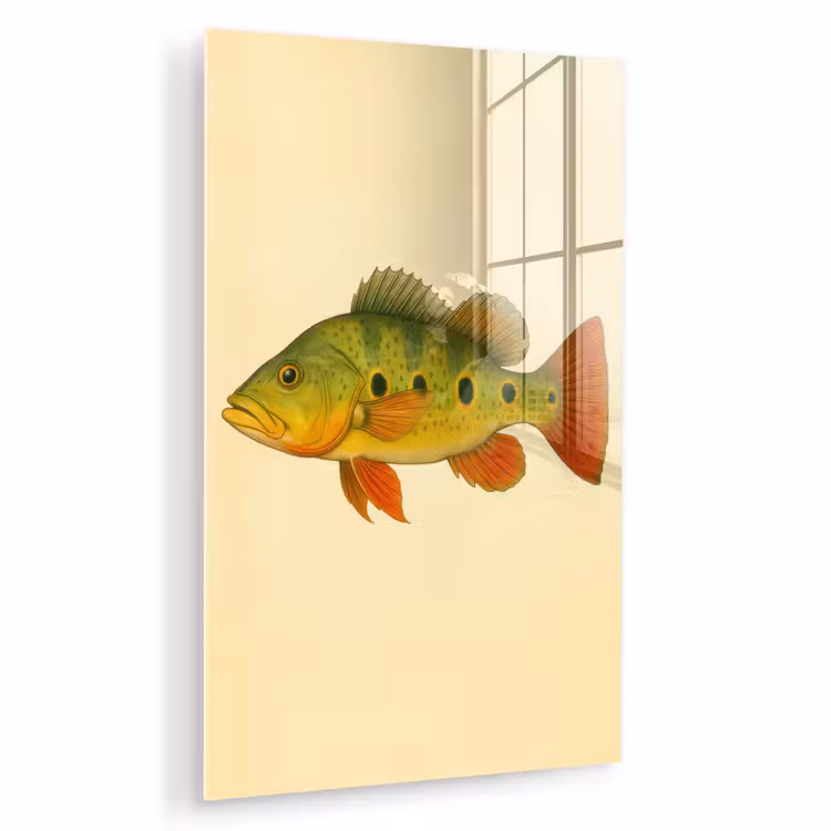 Glas schilderij - Schubben - Vis - Groen - Illustratie — 1