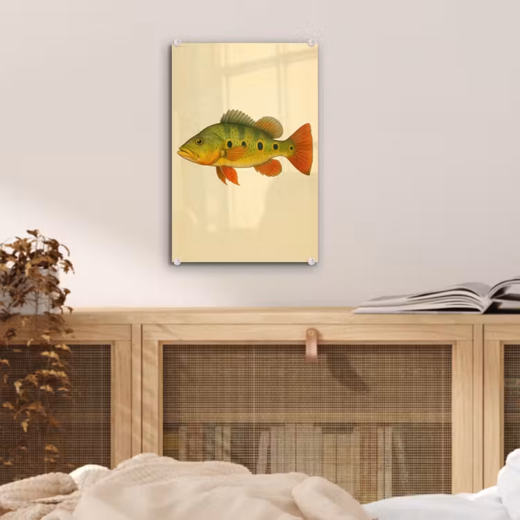 Glas schilderij - Schubben - Vis - Groen - Illustratie — 5