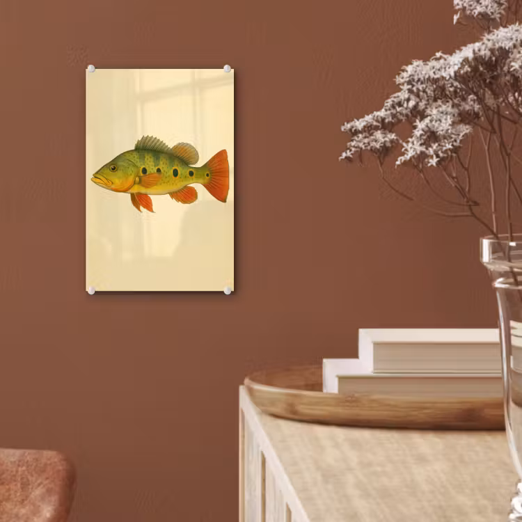 Glas schilderij - Schubben - Vis - Groen - Illustratie — 6