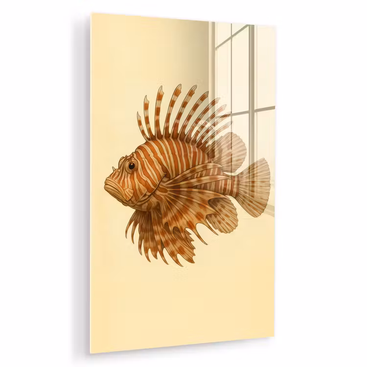 Glas schilderij - Strepen - Vis - Rond - Stekels — 1
