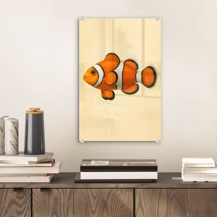 Glas schilderij - Vis - Oranje - Strepen — 2