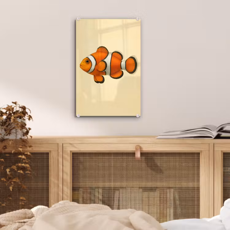 Glas schilderij - Vis - Oranje - Strepen — 5