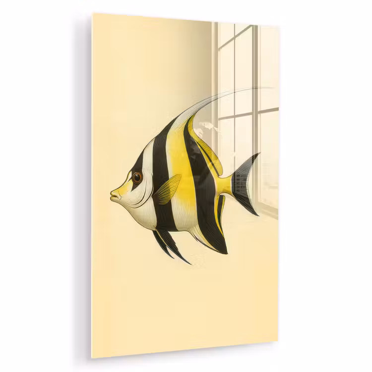 Glas schilderij - Vis - Sierlijk - Rugvin - Geel — 1