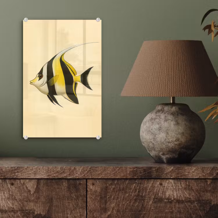 Glas schilderij - Vis - Sierlijk - Rugvin - Geel — 4