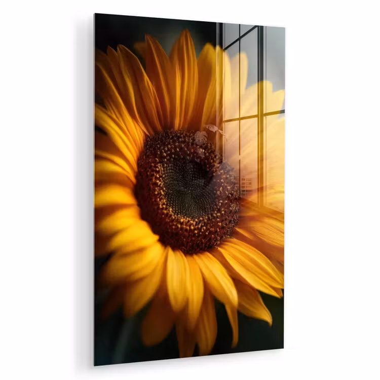 Glas schilderij - Geel - Zonnebloem - Zomers — 1